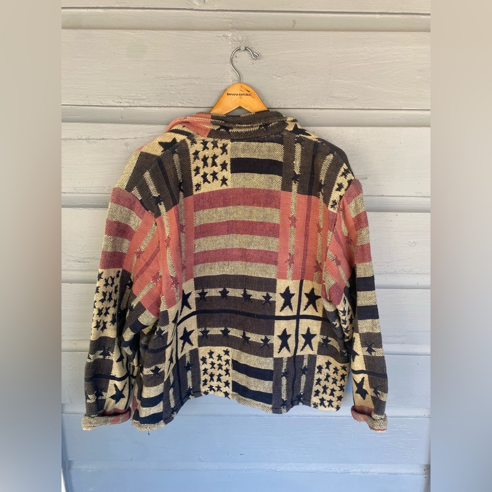 Vintage Carolina Colours Hand Woven Tapestry Jacket Stars & Stripes 2X - Picture 5 of 5